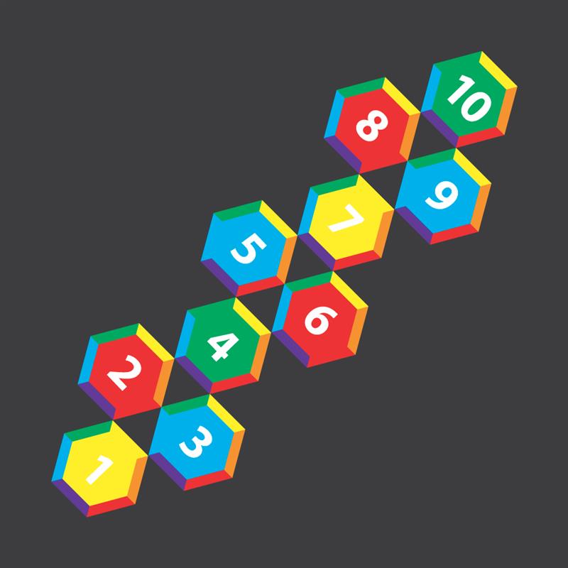 Technical render of a Hexagon Hopscotch